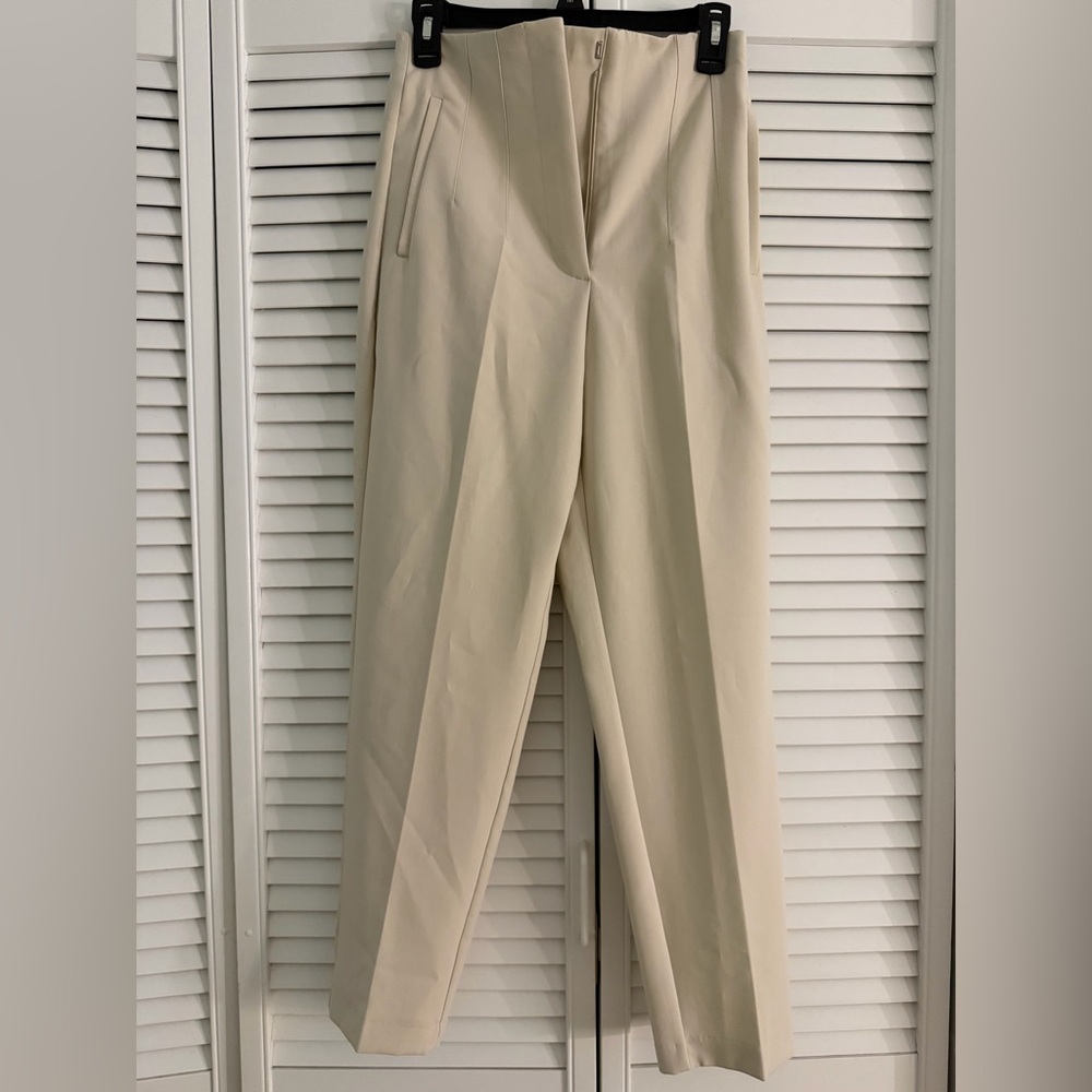 Zara Cream High-Waist Tailored Trousers